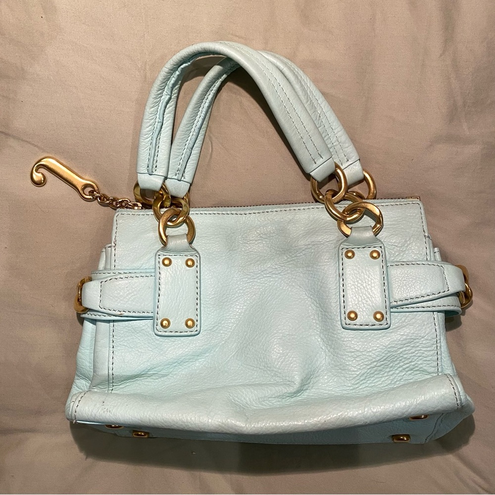 Tiffany Blue Juicy Couture Leather Top Handle Handbag